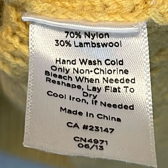 TALBOTS Sweater Women’s Large Yellow Lambswool Blend Open Knit Pullover Soft - Picture 6 of 12